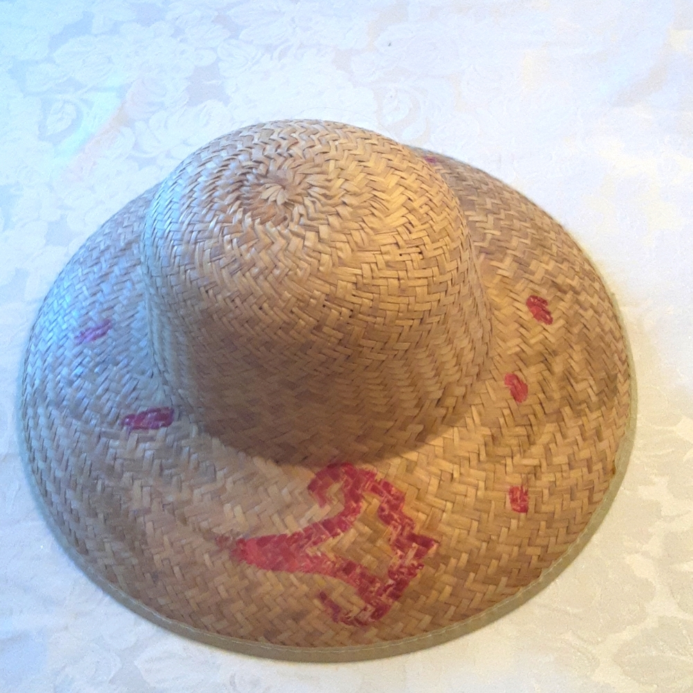 Straw Sombrero with decorative red accents
